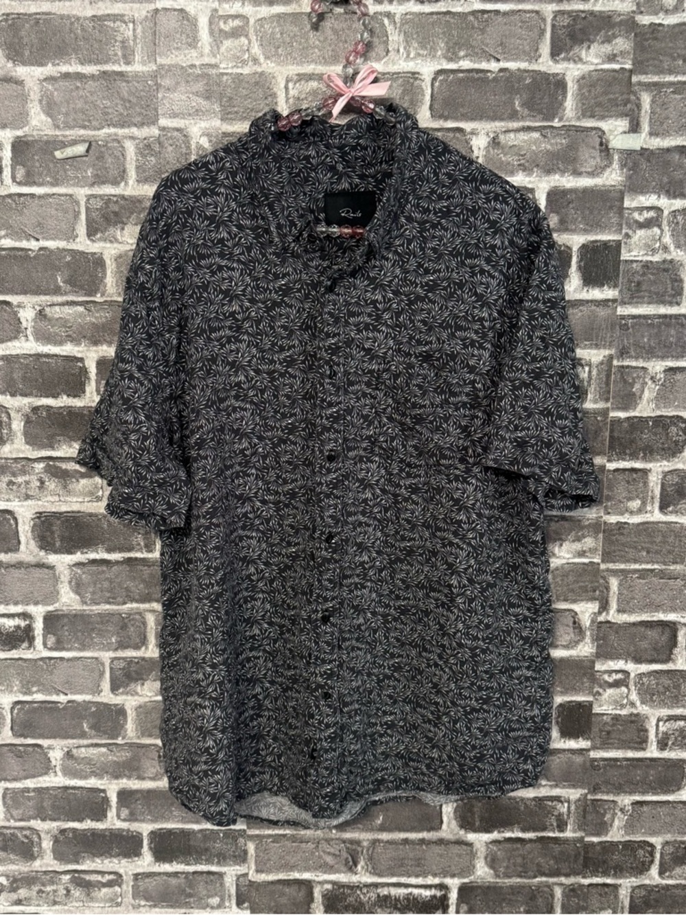 Rails CARSON shirt button down linen blend CROP CIRCLE BLACK WHITE